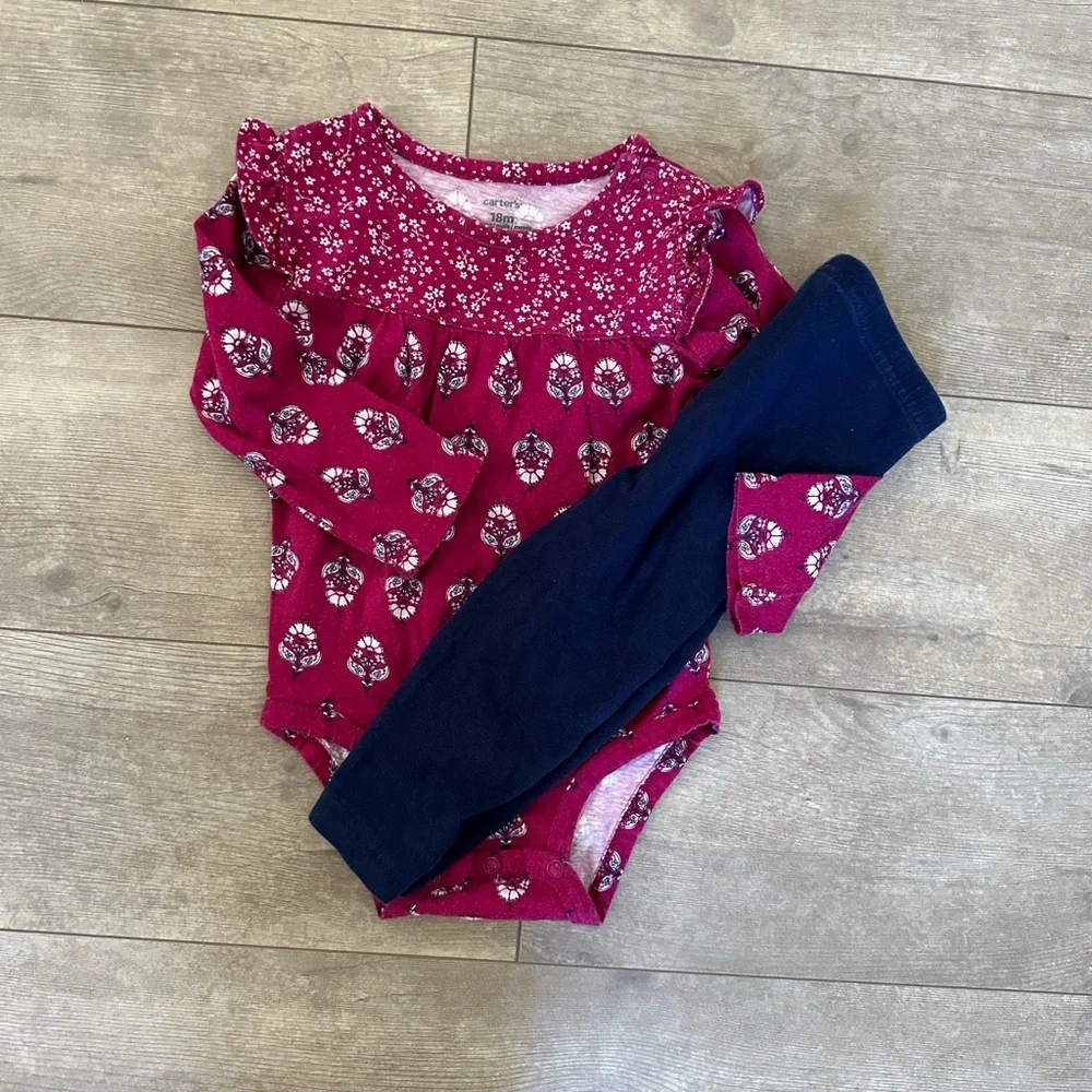 Carter’s 18 Month Baby Girl Bohemian Long Sleeve Bodysuit & Leggings Set